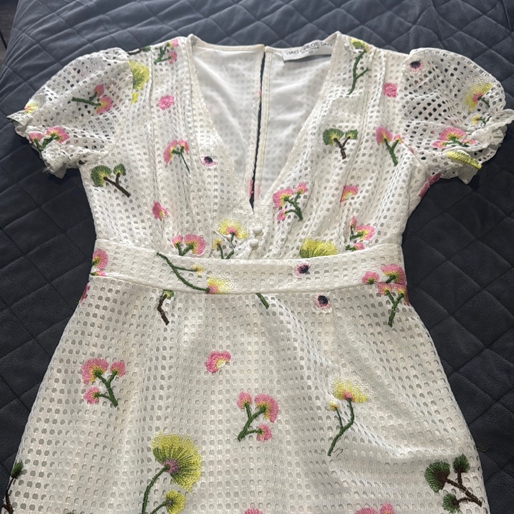 Floral Embroidered White Dress